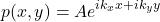\begin{equation*} p(x,y) = Ae^{ik_x x + ik_y y} \end{equation*}